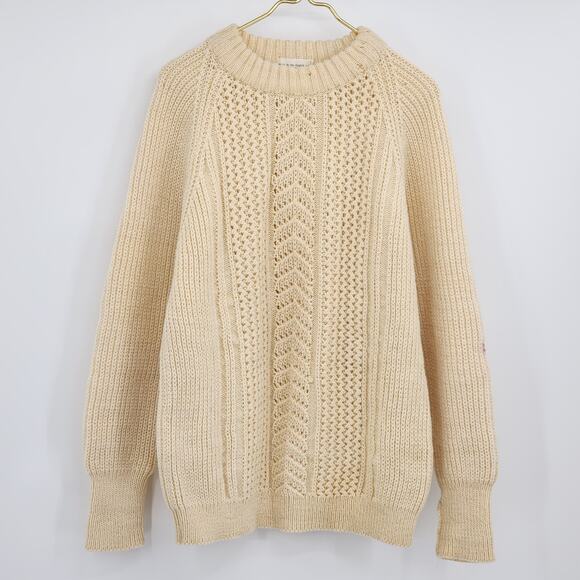 Lakeland Sheepskin Centre Wool Jumper Medium Cream Beige Long Sleeve Women Large - Picture 1 of 10